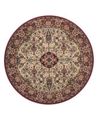 Couristan - "Everest" Ardebil Ivory Red Area Rug, 7' 10", Round