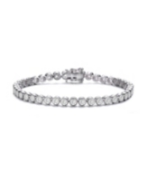 Genevive Elegant Sterling Silver Tennis Bracelet with Rhodium Plating and Clear Round Cubic Zirconia in Milgrain Bezel Setting 