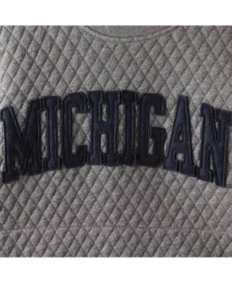 Women's Heather Charcoal Michigan Wolverines Moose Quilted Pullover Sweatshirt