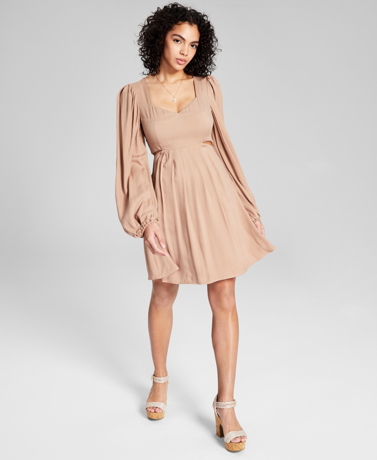 And Now This Women's Cutout Blouson-Sleeve Dress