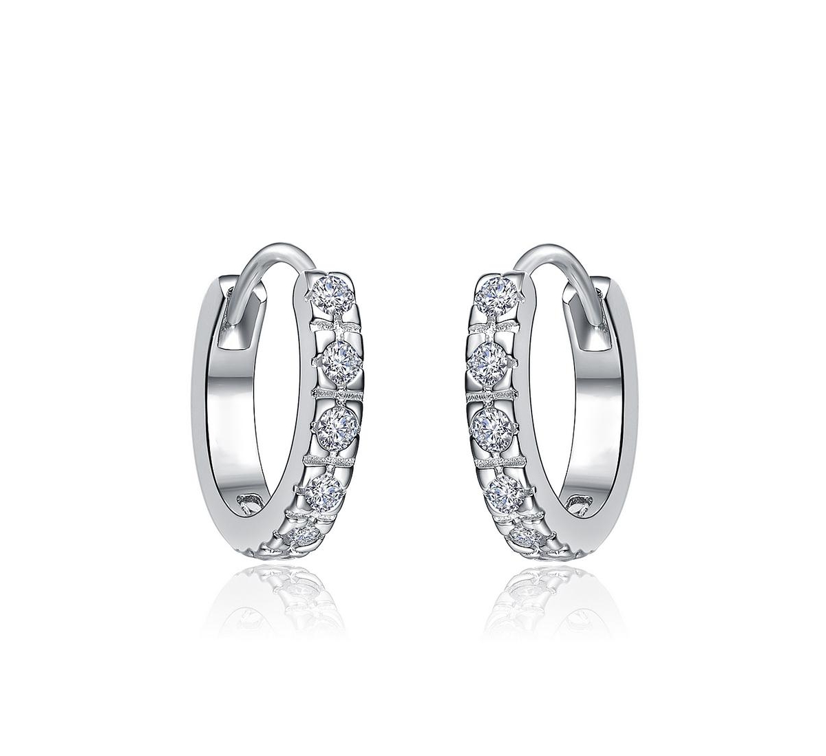 Rachel Glauber Extra Mini Huggie Radiant Hoop Earrings with Sparkling Cubic Zirconia
