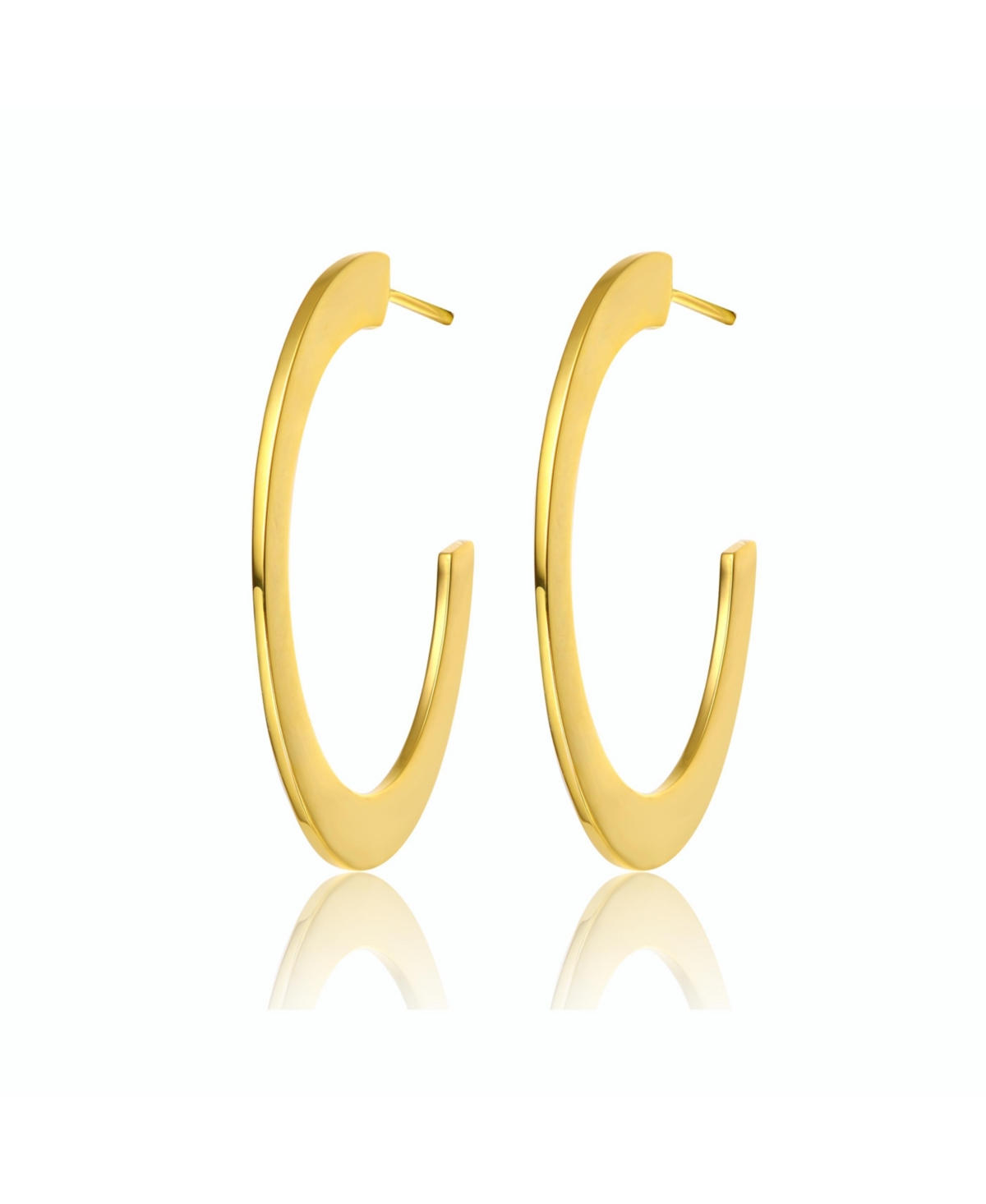 14K Gold Plated Large Open Hoop Earrings - Gold