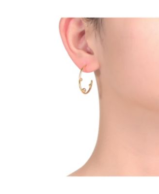 14K Gold Plated Beaded Open Hoop Earrings