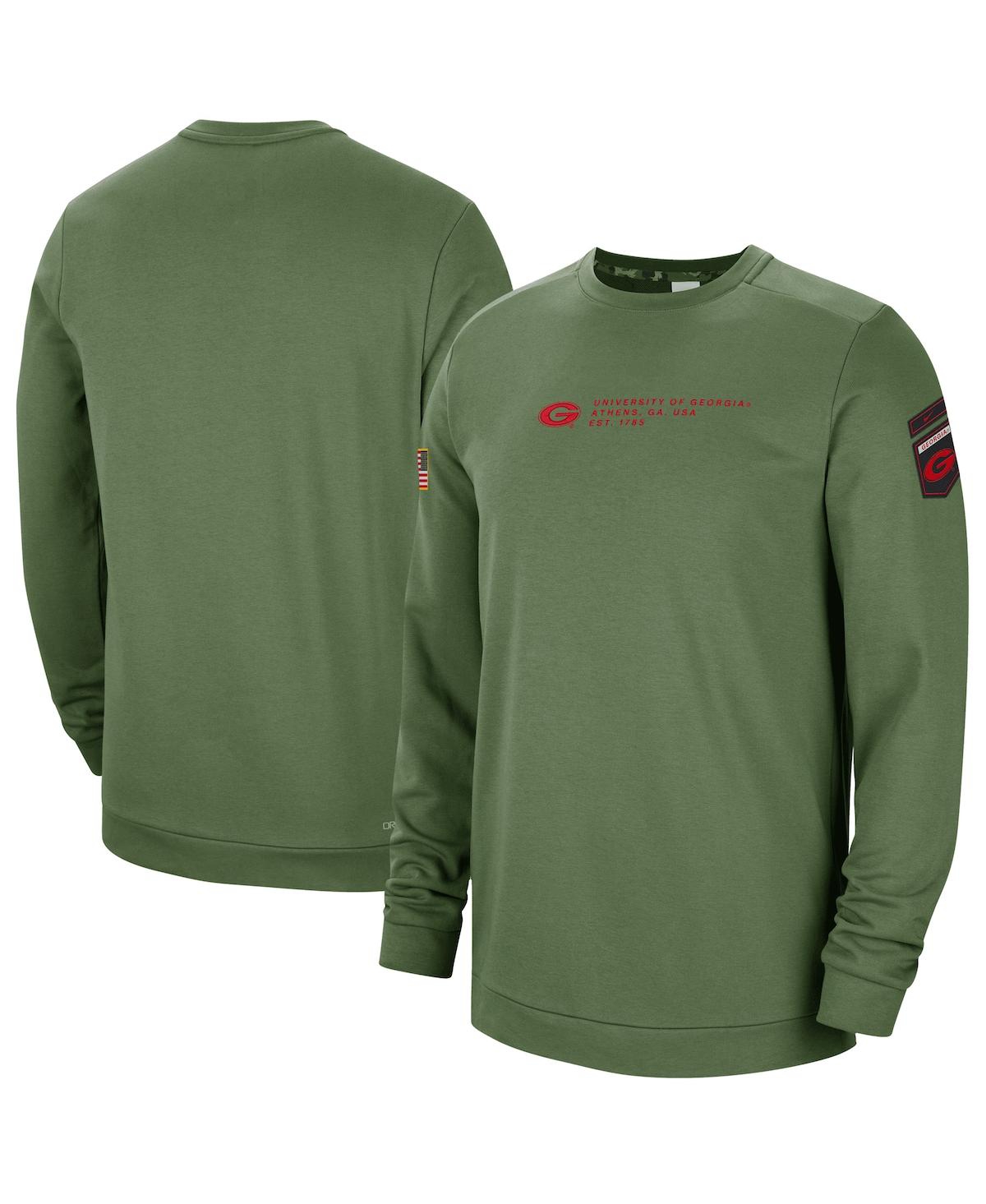 Shop Nike Men's  Olive Georgia Bulldogs Military-inspired Pullover Sweatshirt