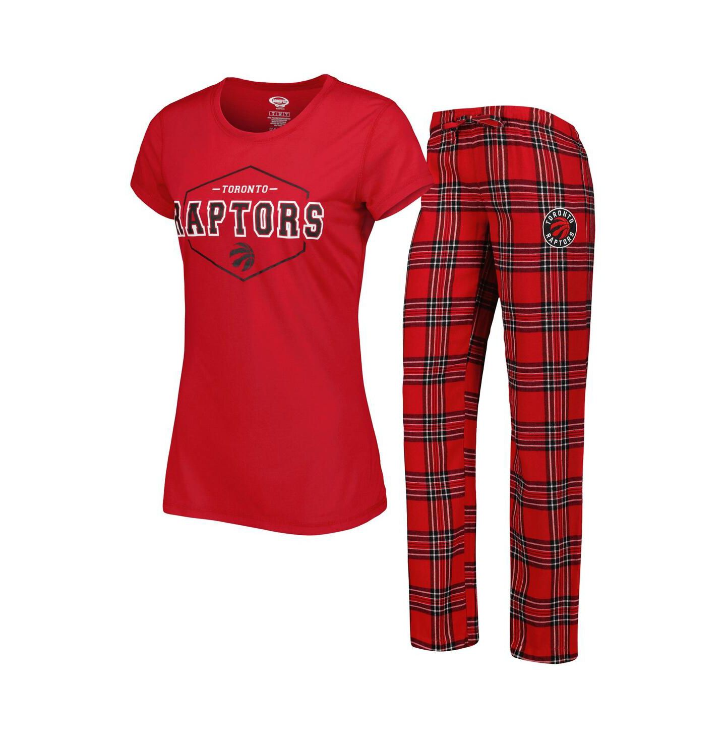 Concepts Sport Women's Red, Black Toronto Raptors Badge T-shirt and Pajama Pants Sleep Set — фото 1