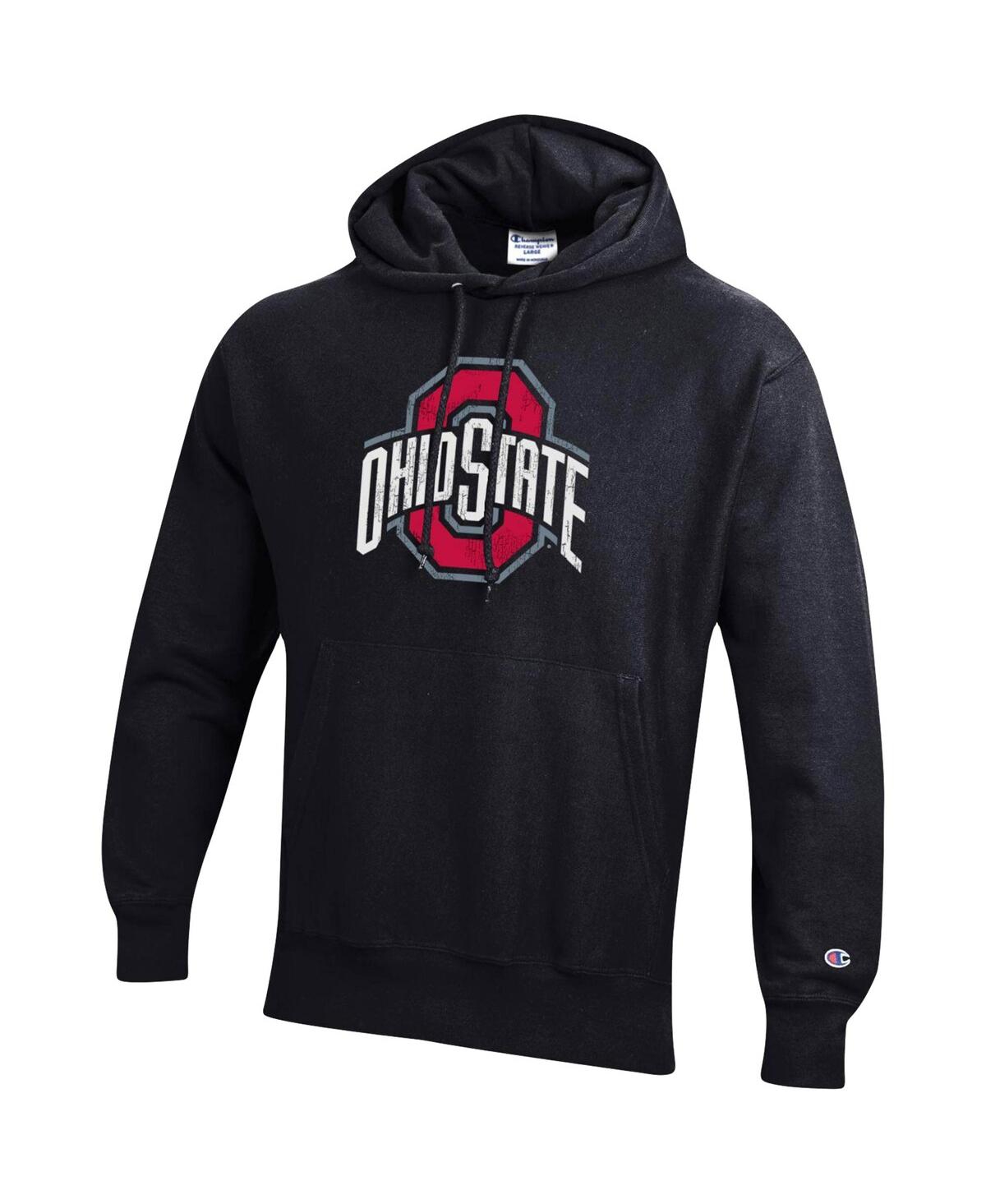 Shop Champion Men's  Black Ohio State Buckeyes Vault Logo Reverse Weave Pullover Hoodie