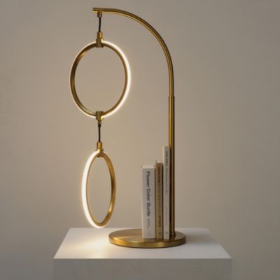Nova Modern Hoops Dimmable LED Gold Table Lamp (24" )