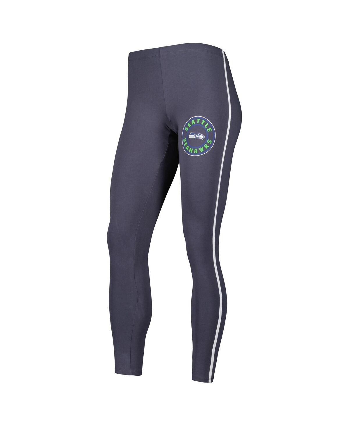 Concepts Sport Women's  White, Charcoal Seattle Seahawks Sonata T-shirt And Leggings Sleep Set In White,charcoal