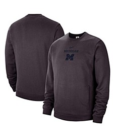 Men's Charcoal Michigan Wolverines Campus Block Club Pullover Sweatshirt