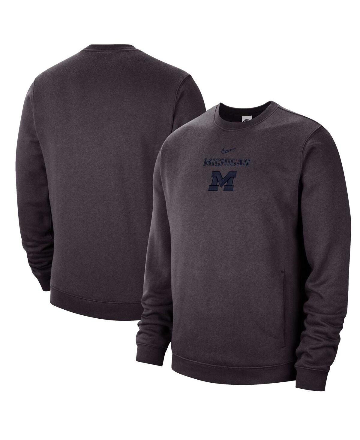 Men's Nike Charcoal Michigan Wolverines Campus Block Club Pullover Sweatshirt