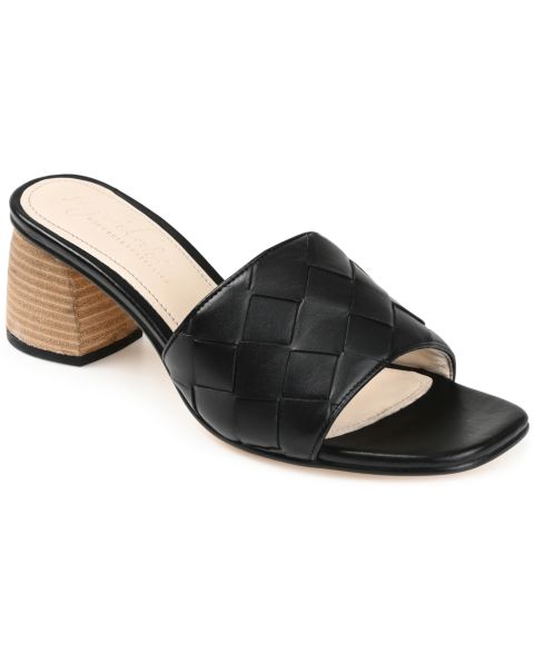 Женские сандалии Journee Signature Kellee Woven Block Heel, цвет: Чёрный