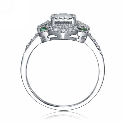 Sterling Silver with Rhodium Plated Radiant Cubic Zirconia Coctail Ring