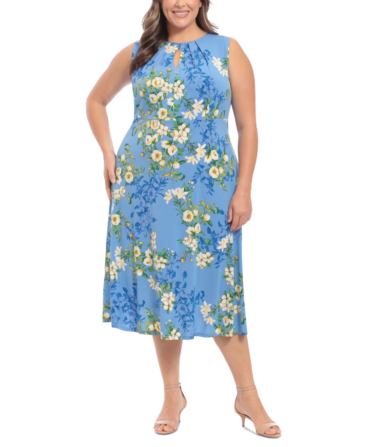 Plus Size Floral-Print Jersey Dress - Melon