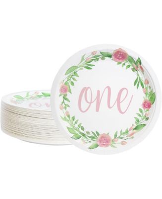 BLUE PANDA Little Man Bow Tie Paper Plates - 9 Inch Black & Gold Birthday Party Plates, 48 Count