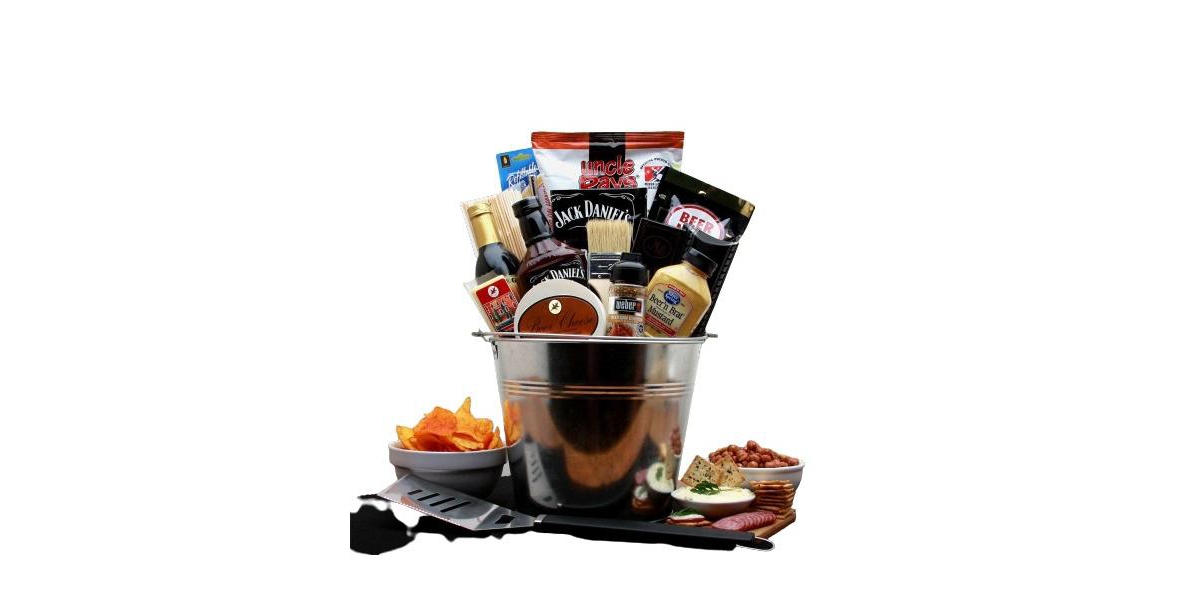 Gbds Bbq Lovers Gift Pail - Gifts For Men - Barbecue Gift Basket - 1 Basket  In Blue