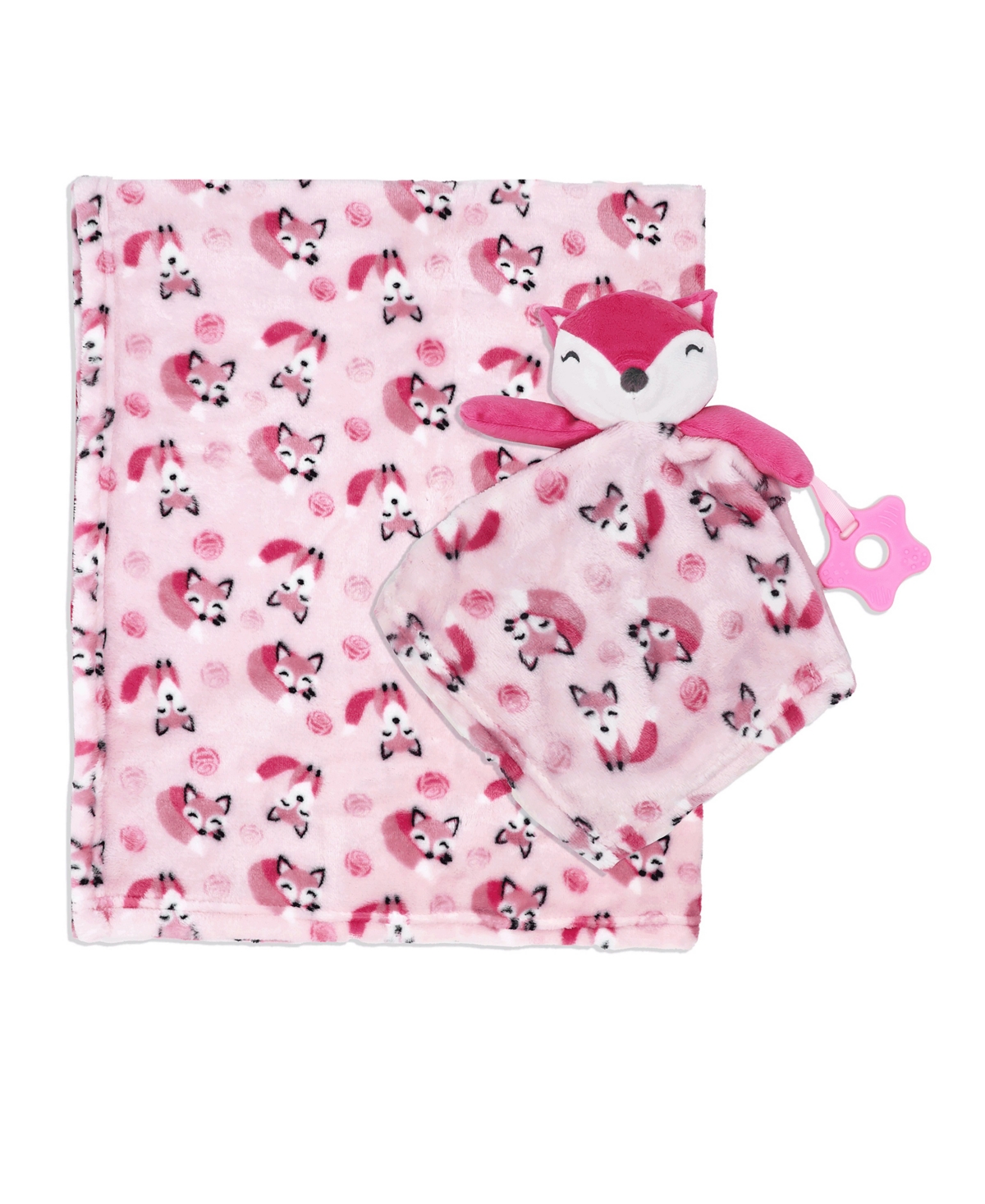 3 Stories Trading Baby Girls Blanket, Nunu And Teether, 3 Piece Set In Pink