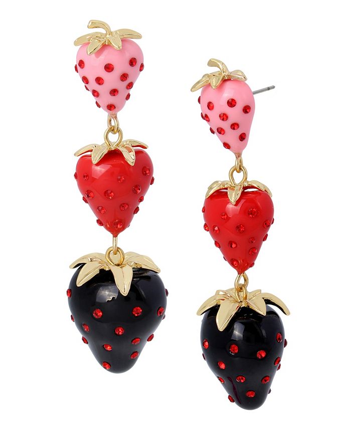 Betsey Johnson Strawberry Linear Earrings - Macy's