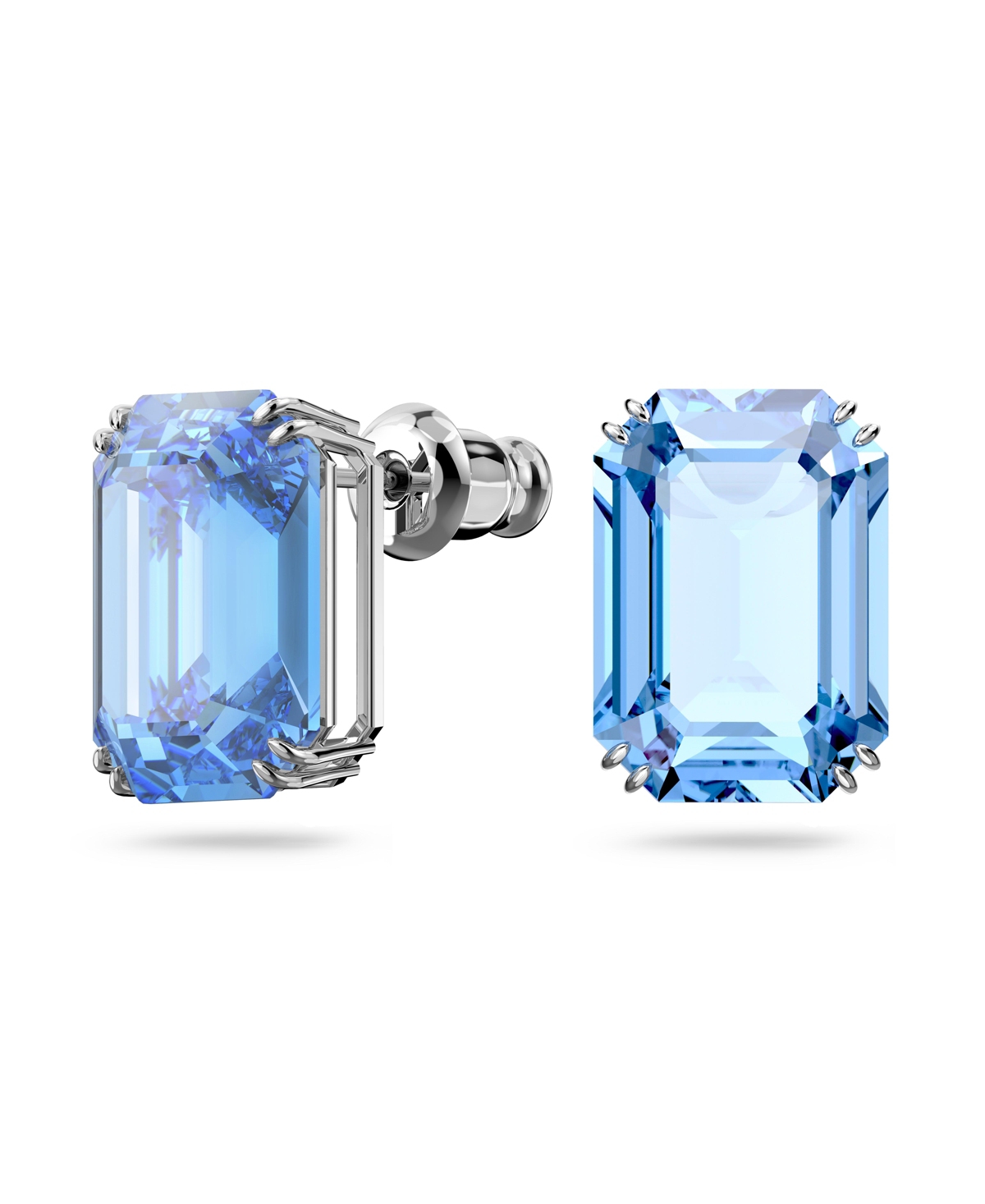 Shop Swarovski Millenia Octagon Cut Crystals Stud Earrings In Blue