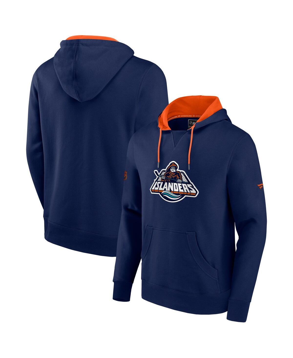 Shop Fanatics Men's  Navy, Orange New York Islanders Special Edition 2.0 Team Logo Pullover Hoodie In Navy,orange