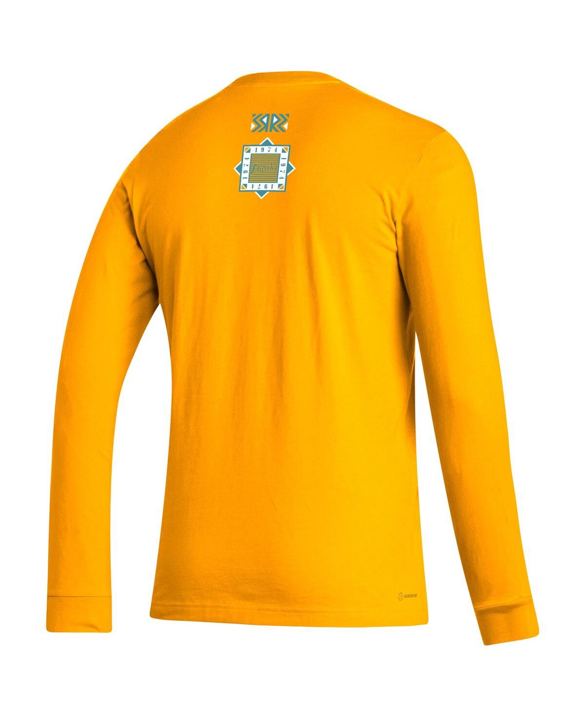 Shop Adidas Originals Men's Adidas Gold San Jose Sharks Reverse Retro 2.0 Fresh Playmaker Long Sleeve T-shirt