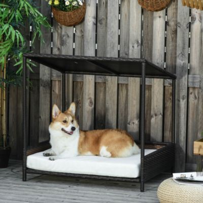 Dog Bed w/ Sloped Roof and Padded Mat, 33.5" L x 27.25" W x 33.5" H