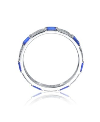 White Gold Plated Baguette & Round CZ 3MM Slim Band Ring