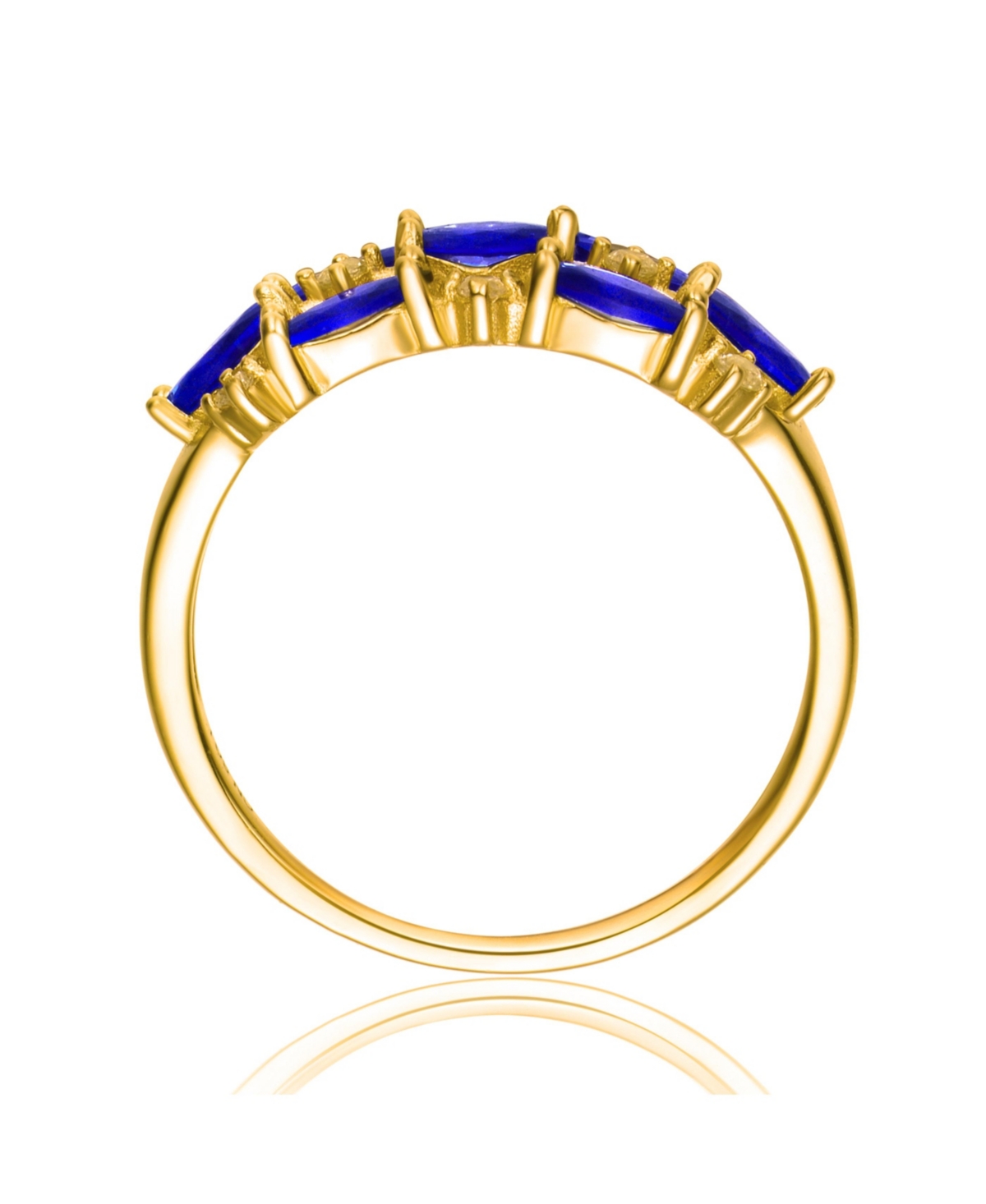 Genevive Sterling Silver with Gold Plated Marquise and Round Cubic Zirconia Coctail Ring