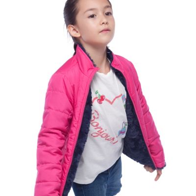 Girls Reversible Sherpa Fleece Puffer Jacket