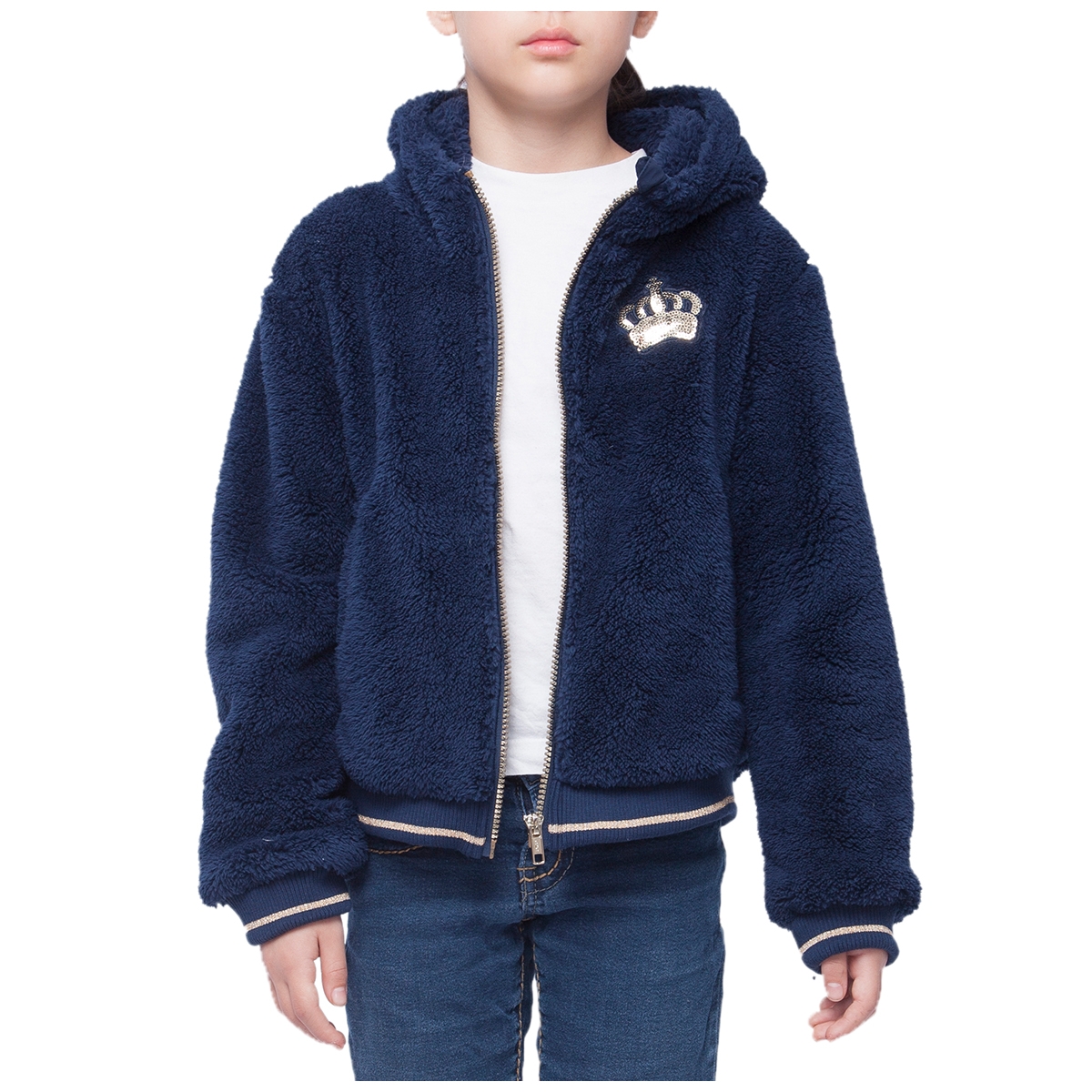 Little and Big Girl's Sherpa Fleece Lined Jacket - Navy