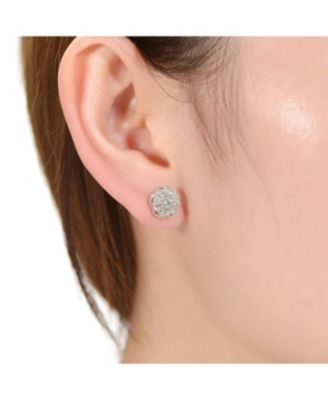 White Gold Plated Cubic Zirconia Stud Earrings