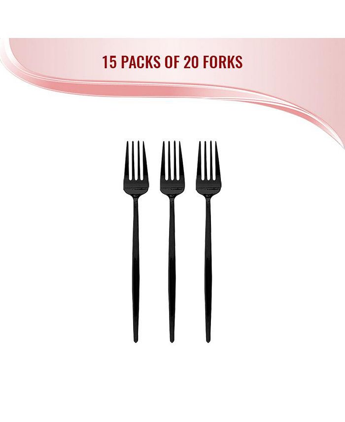 Smarty Had A Party Solid Black Moderno Disposable Plastic Dessert Forks