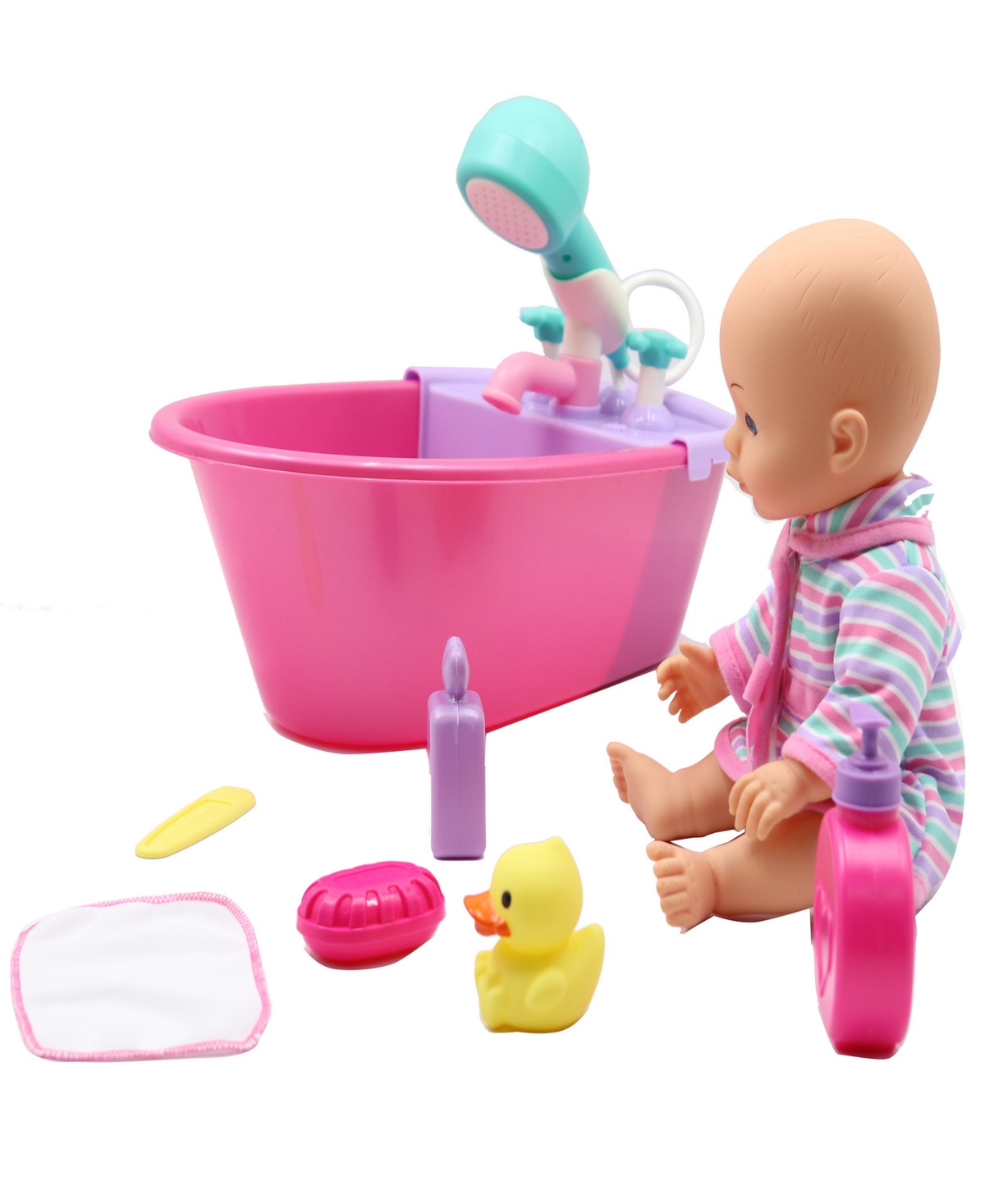 Shop Dream Collection Bath Time Fun Set With Gi-go Baby Doll Kids 8 Piece Playset, 14" In Multi