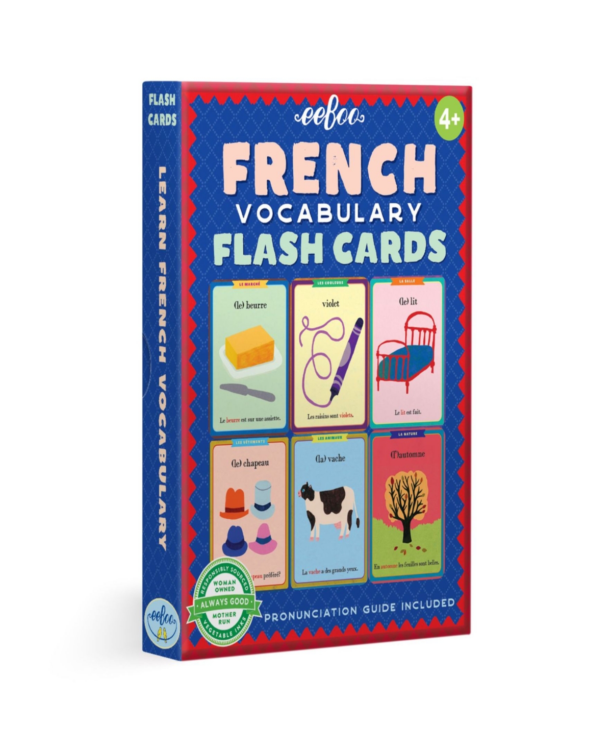 Eeboo Kids' French Vocabulary Flash Cards Set, 56 Piece In Multi