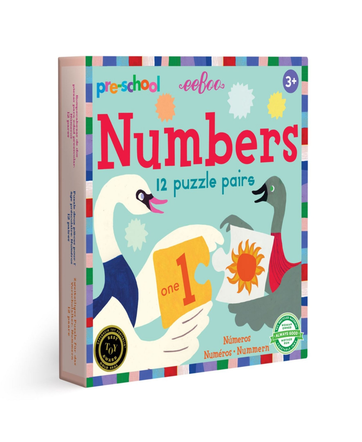 Eeboo Kids' 24 Piece Love Preschool Numbers Puzzle Pairs In Multi