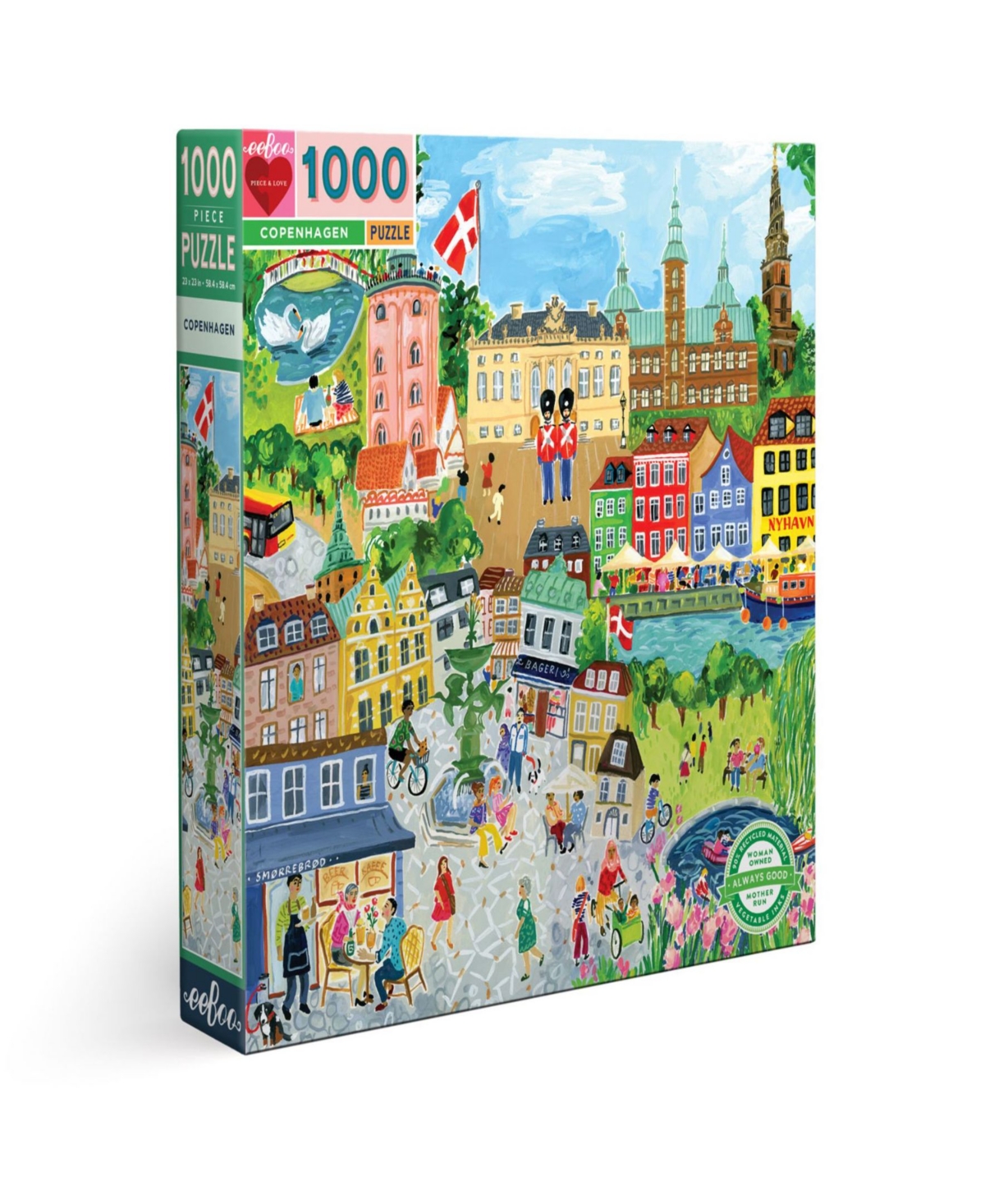 Eeboo Piece And Love Copenhagen Square Adult Jigsaw Puzzle Set, 1000 Piece In Multi