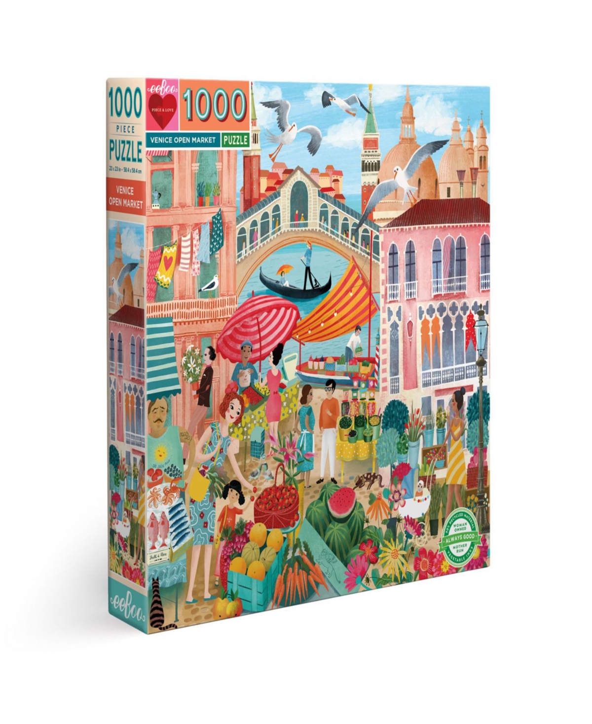 Eeboo Piece And Love Venice Open Market 1000 Piece Square Adult Jigsaw Puzzle In Multi