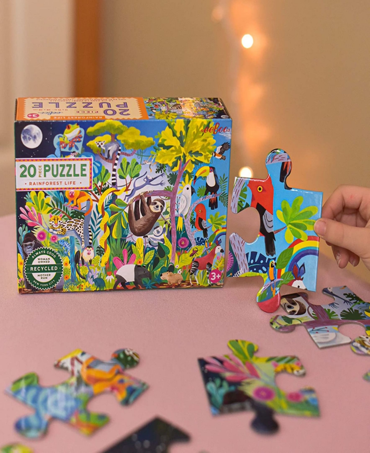 Shop Eeboo Rainforest Life 20 Piece Jigsaw Puzzle Set In Multi