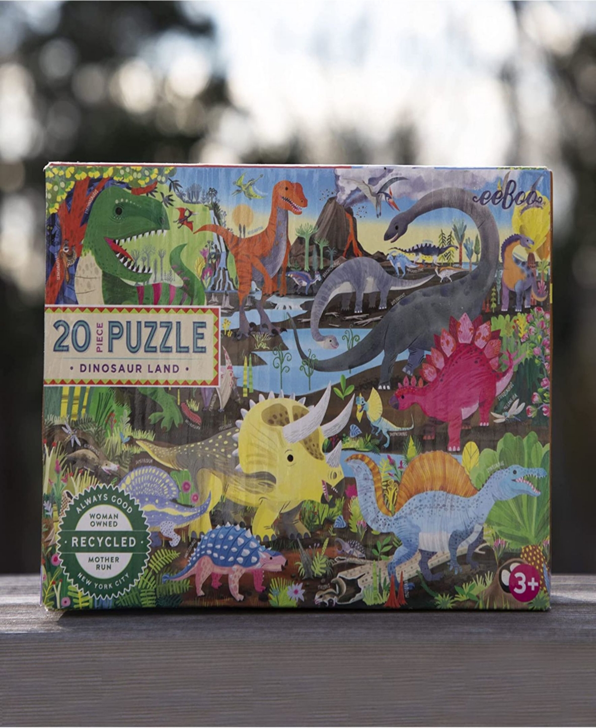Shop Eeboo Dinosaur Land 20 Piece Jigsaw Puzzle In Multi
