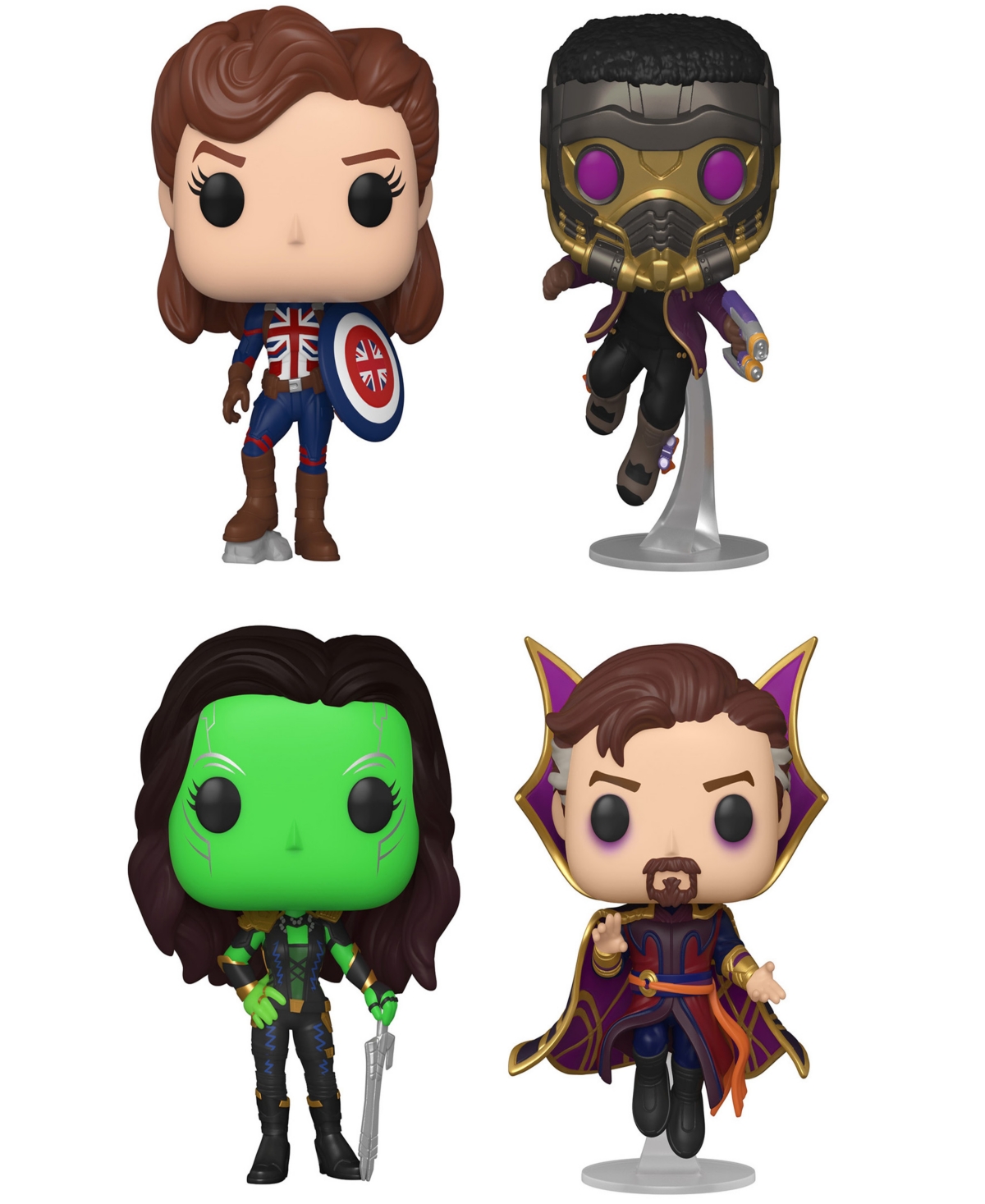 Funko Kids' Marvel Pop What If Collectors Captain Carter T'challa Star Lord Gamora And Doctor Strange Supreme 4 In Multi