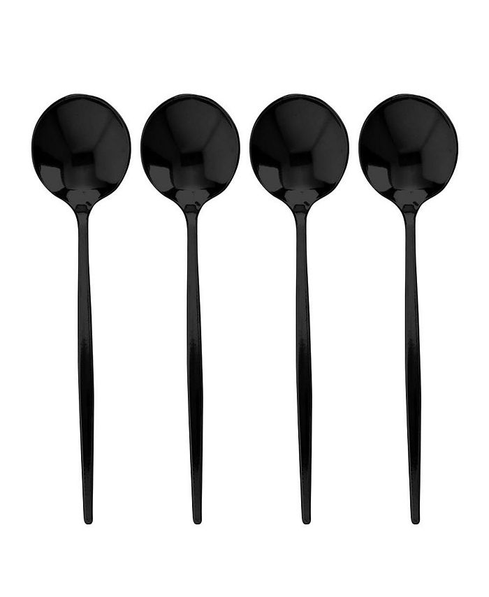 Smarty Had A Party Solid Black Moderno Disposable Plastic Dinner Spoons