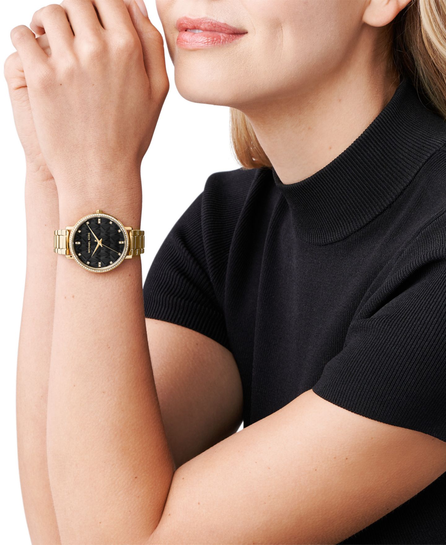 Женские часы Michael Kors Pyper с тремя стрелками, золотистый стальной браслет, 38 мм, цвет: Золотой — фото 4