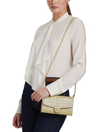 Lauren Ralph Lauren Embossed Leather Medium Adair Crossbody - Macy's