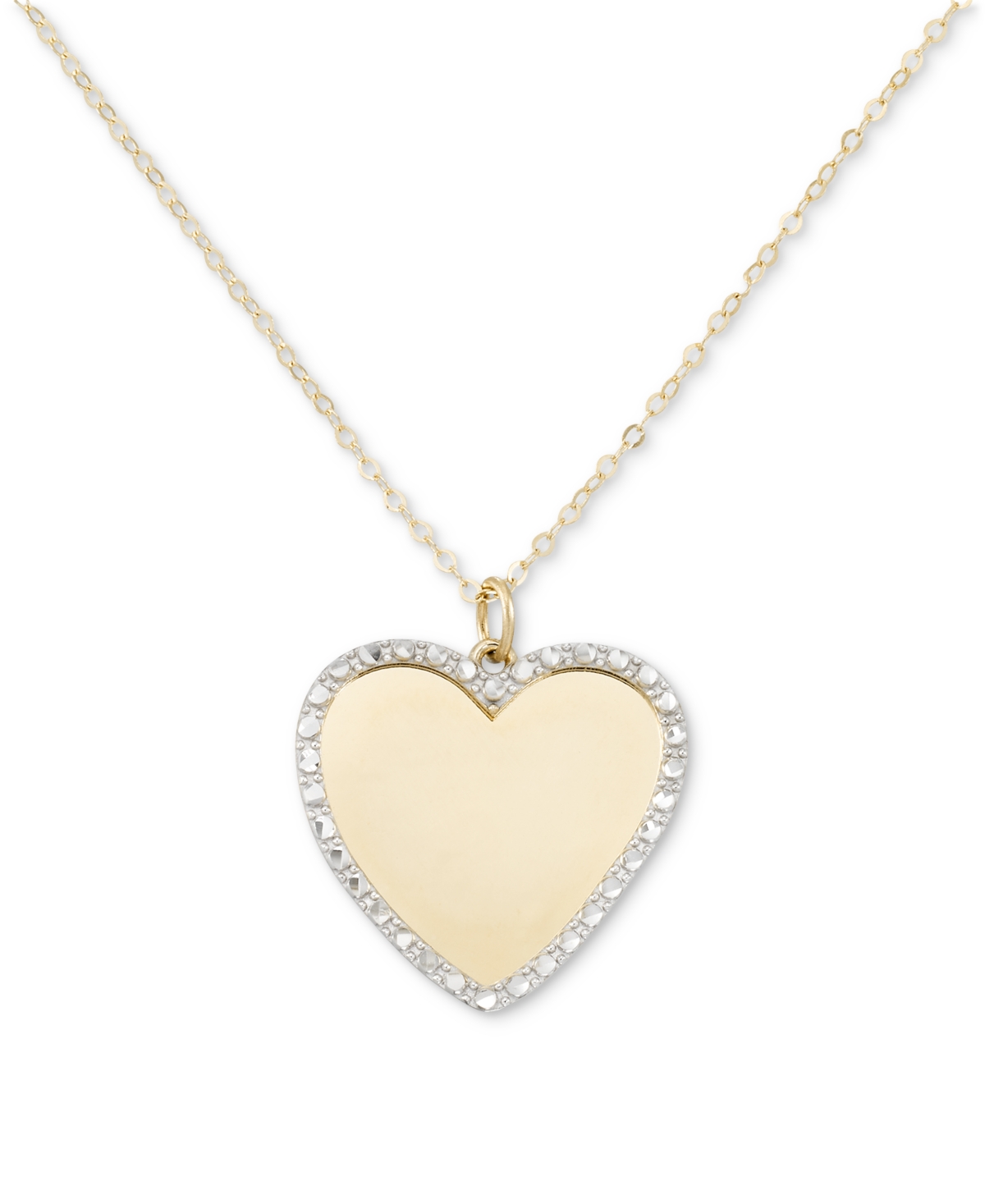 Macy's Framed Heart 18" Pendant Necklace In 10k Two-tone Gold
