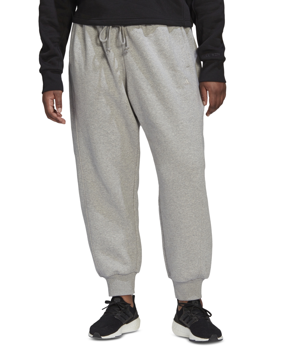 Shop Adidas Originals Plus Size All-season Pull-on Fleece Joggers In Medium Grey Heather