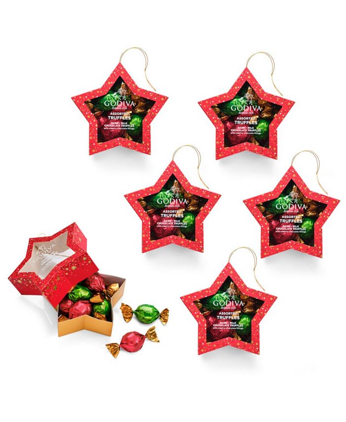 Godiva Holiday Assorted Wrapped Chocolate Star Ornaments, Set of 6 Macy's