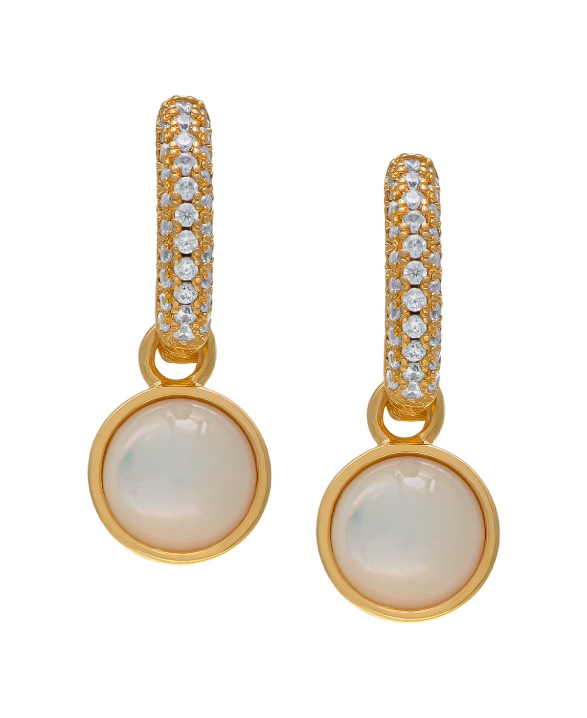 Macy's Mother Of Pearl And Cubic Zirconia Round Drop Earrings In Gold