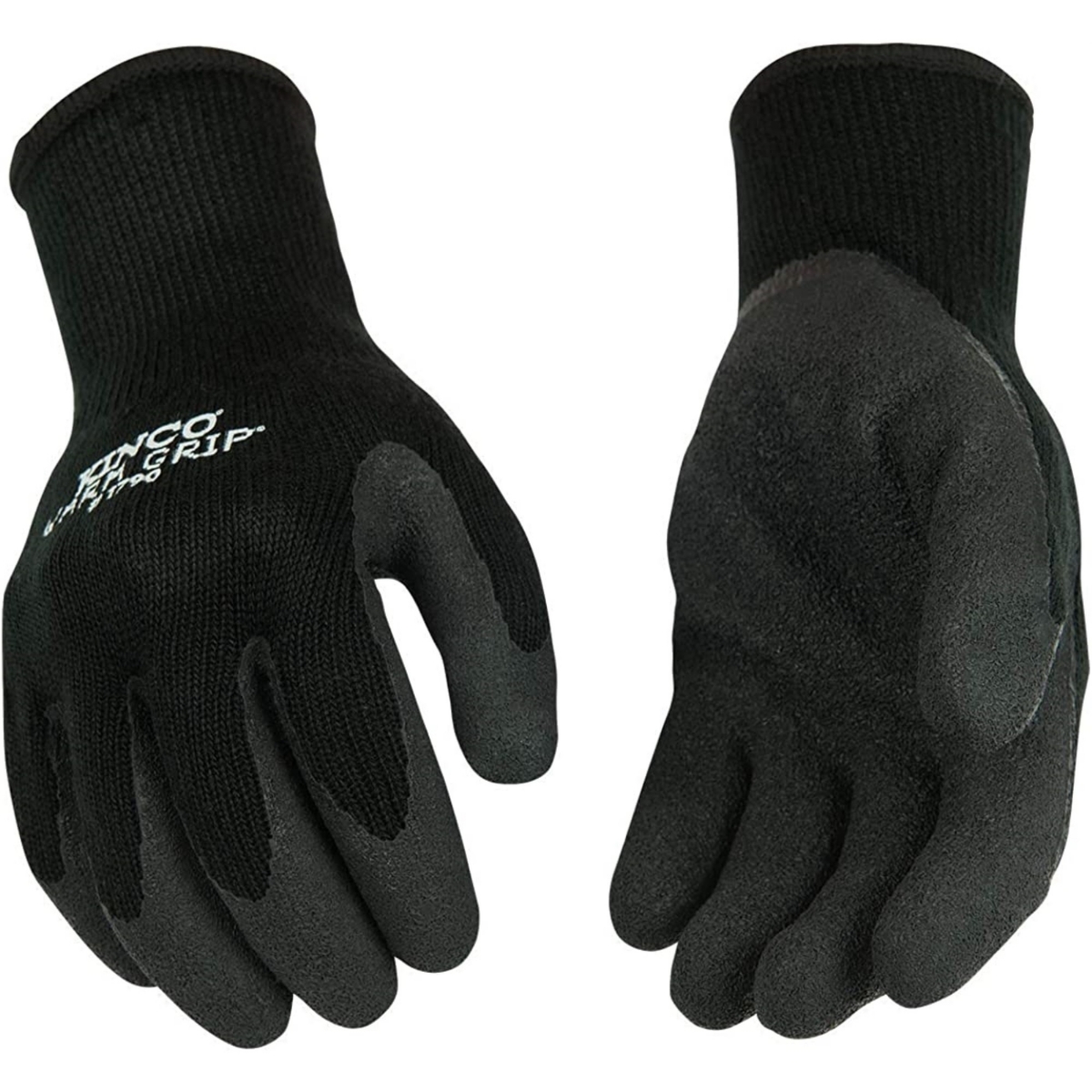 Kinco Warm Grip Thermal Knit Shell with Latex Palm, Black, Size Large - Black