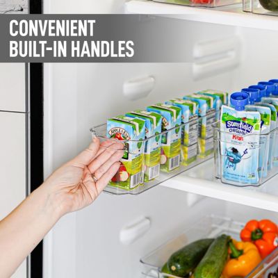 4 Pack Clear Refrigerator Organizer Bins - Narrow Fridge Organizers and Storage Clear
