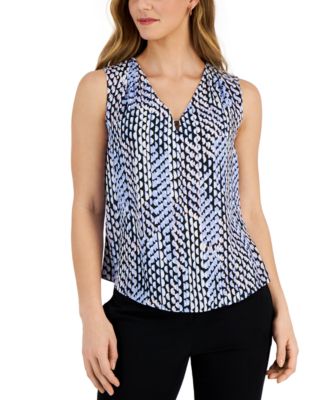 Kasper - Women's Printed Sleeveless V-Neck Shell Top