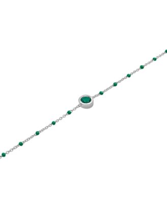 Macy's - Aquamarine (1/5 ct. t.w.) & Enamel Bead Link Bracelet in Sterling Silver (Also in Additional Gemstones)